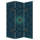 Blue Boho Mandala Three Panel Room Divider Screen