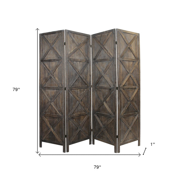 Modern Farmhouse Rustic Four Panel Room Divider Screen