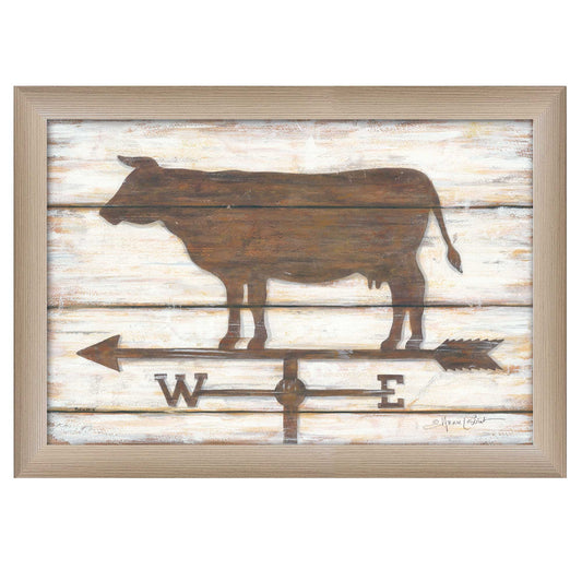 Farmhouse Cow Brown Framed Print Wall Art