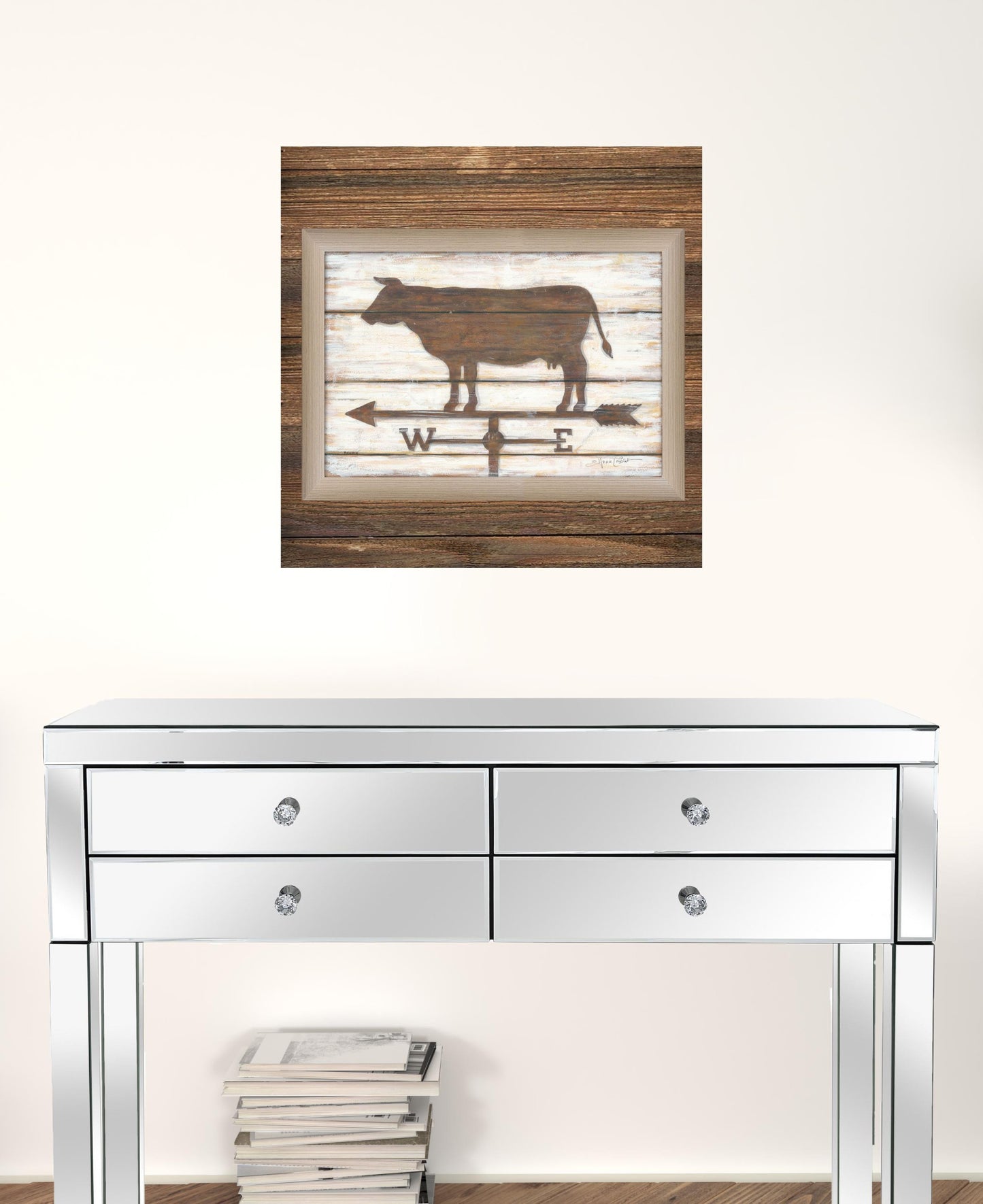 Farmhouse Cow Brown Framed Print Wall Art