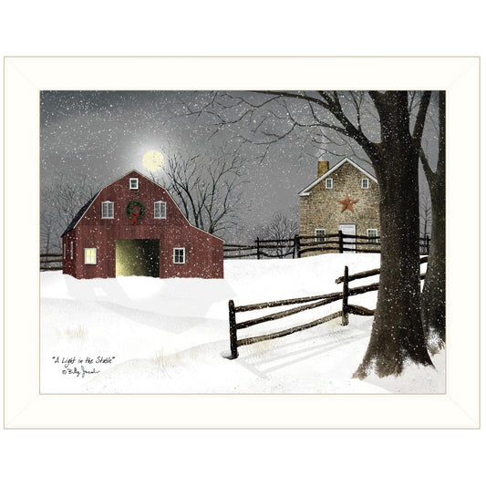 Light in the Stable 1 White Framed Print Wall Art