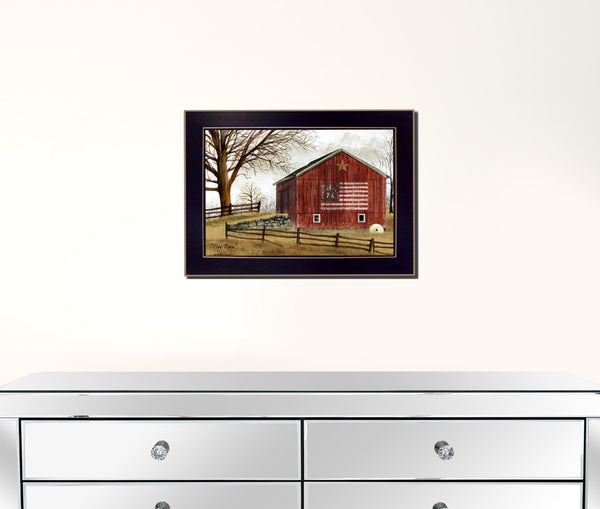 Flag Barn Black Picture Frame Print Wall Art