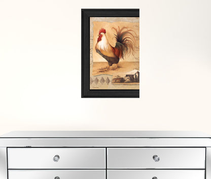 Rooster Montage I Black Framed Print Wall Art