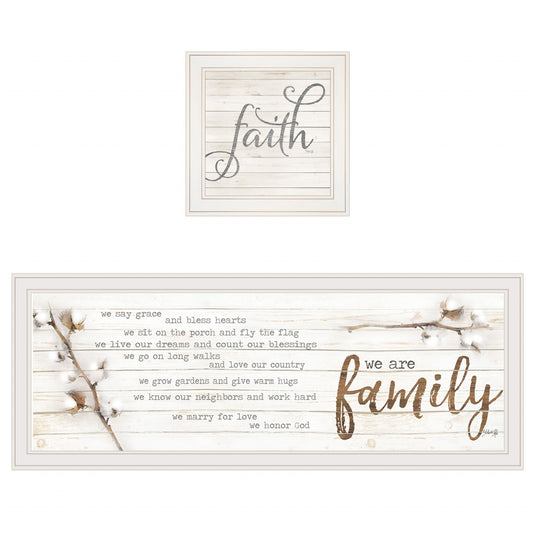 Set Of Two We are Family 2 White Framed Print Wall Art