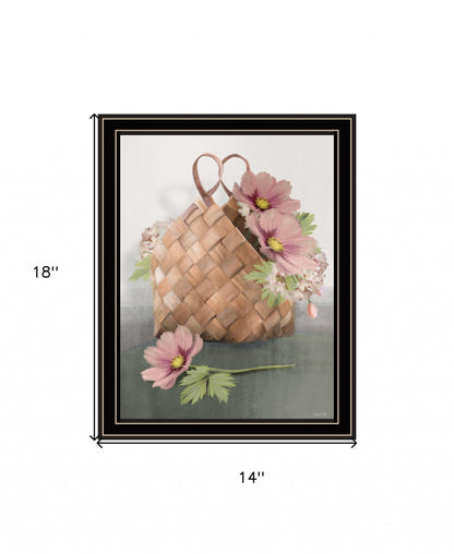 Farmhouse Daisy Basket 1 Black Framed Print Wall Art