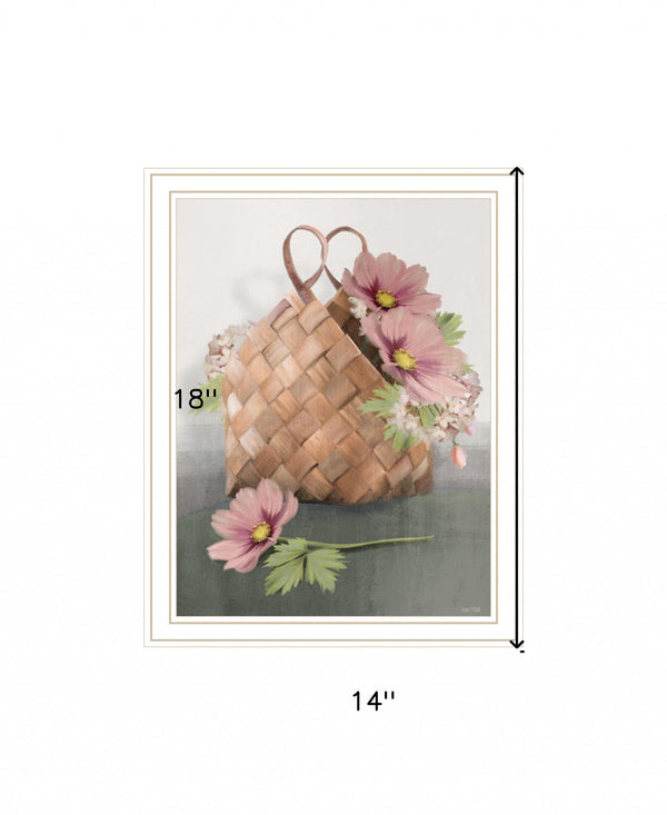 Farmhouse Daisy Basket 2 White Framed Print Wall Art