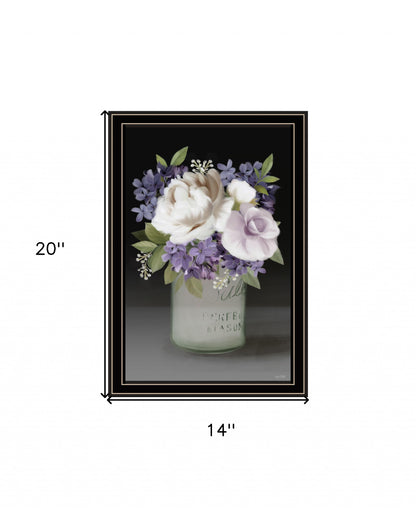 Lilac Mason Jar Floral 1 Black Framed Print Wall Art