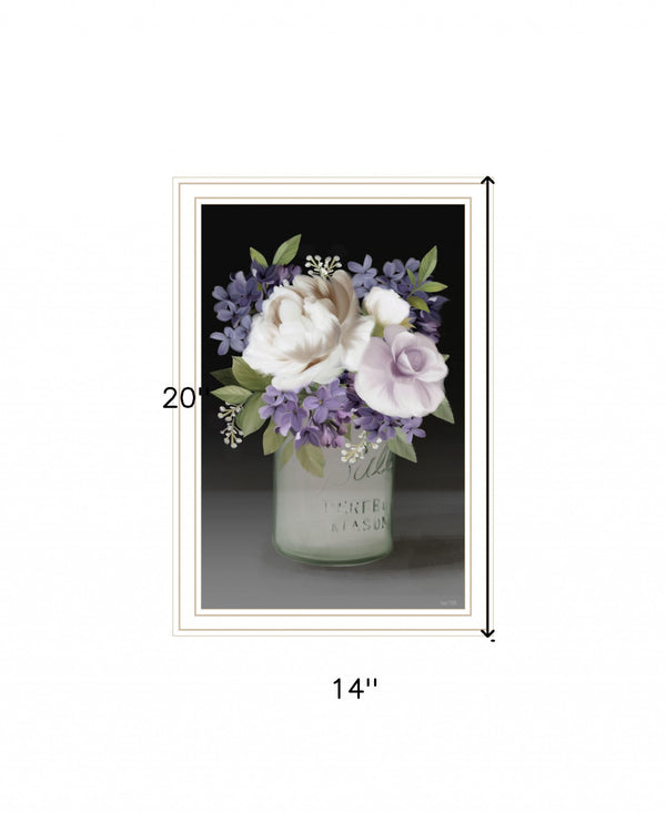 Lilac Mason Jar Floral 2 White Framed Print Wall Art