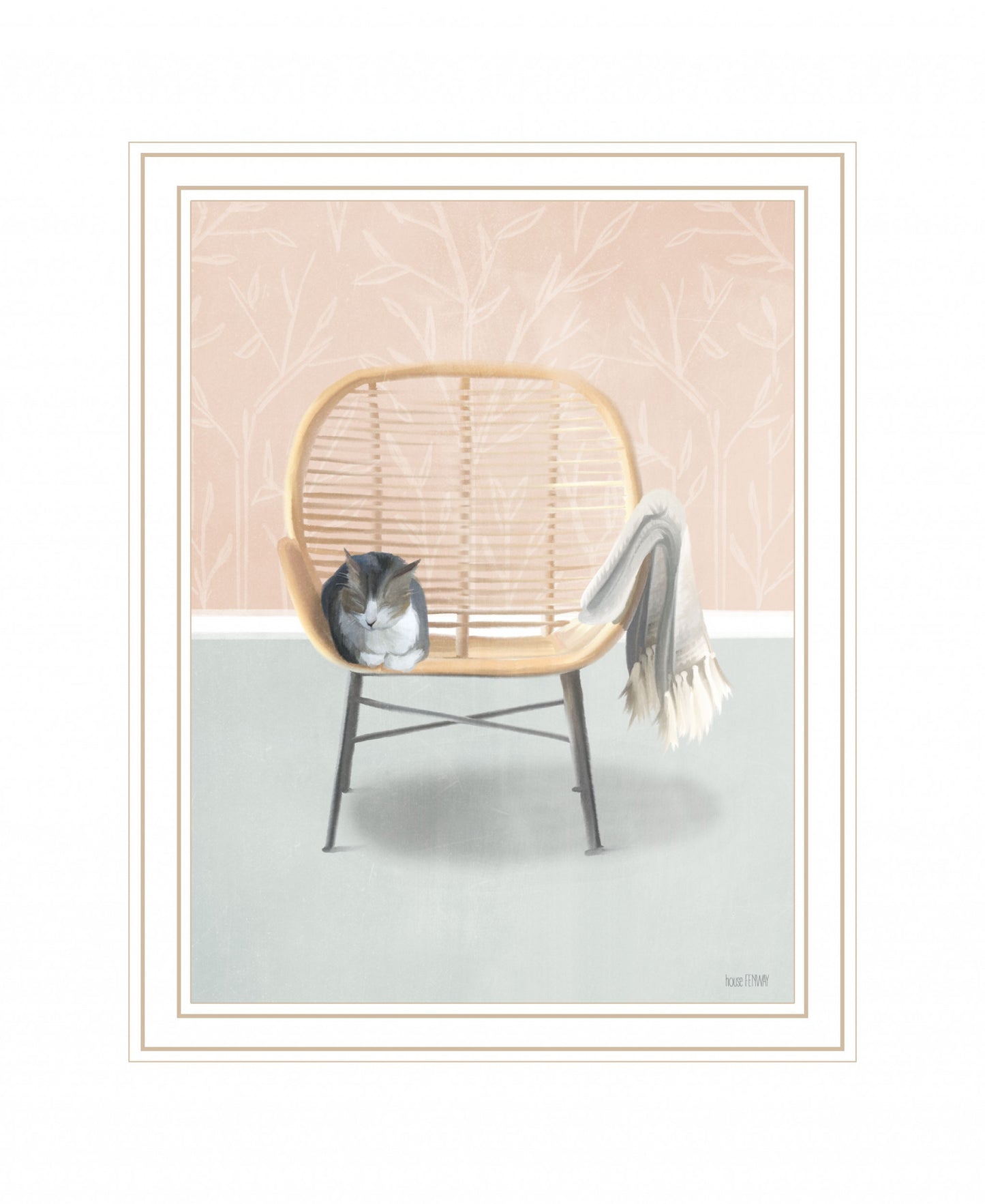 Happy Cat 2 White Framed Print Wall Art