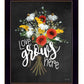 Love Grows Here Black Framed Print Wall Art