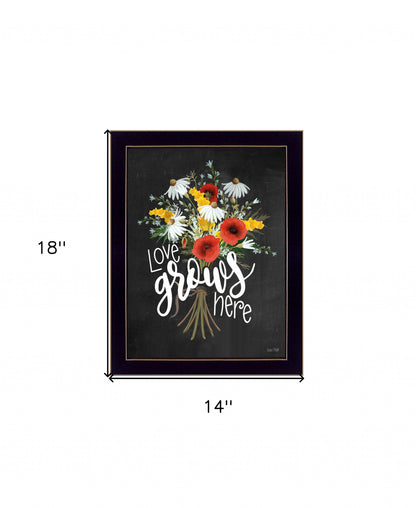 Love Grows Here Black Framed Print Wall Art