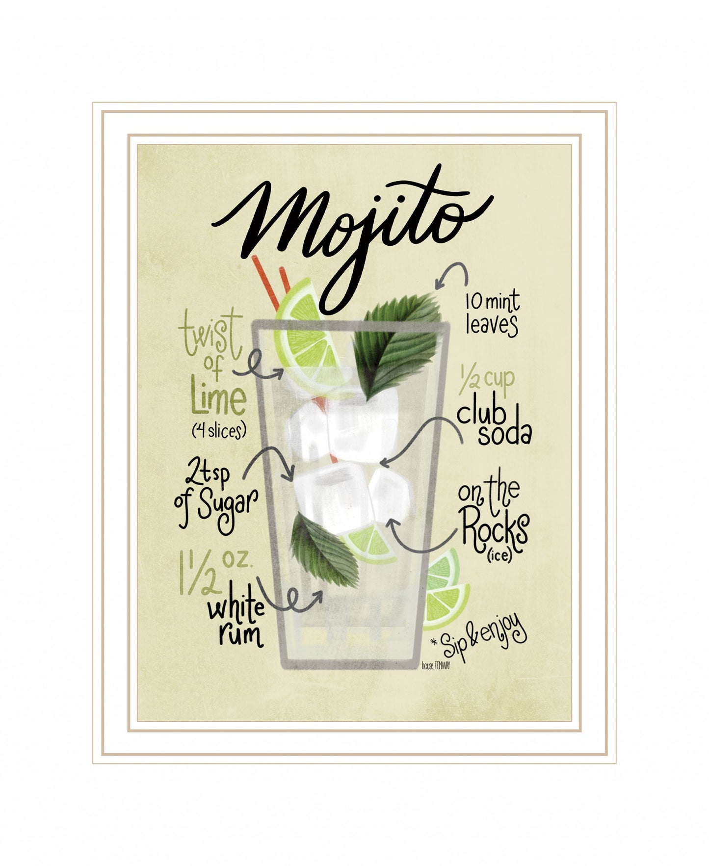 Mojito White Framed Print Wall Art