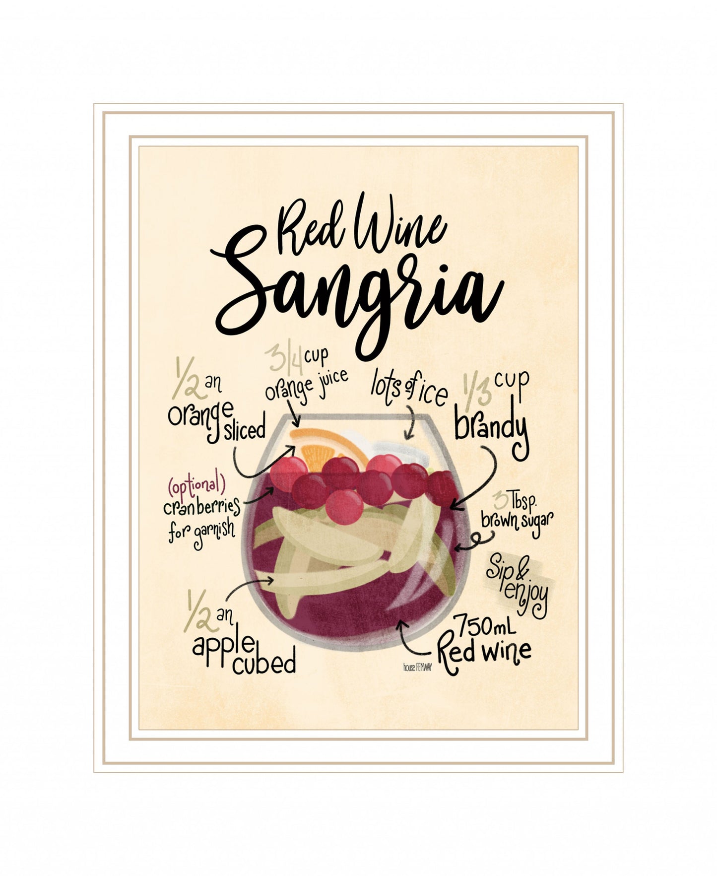 Red Wine Sangria White Framed Print Wall Art