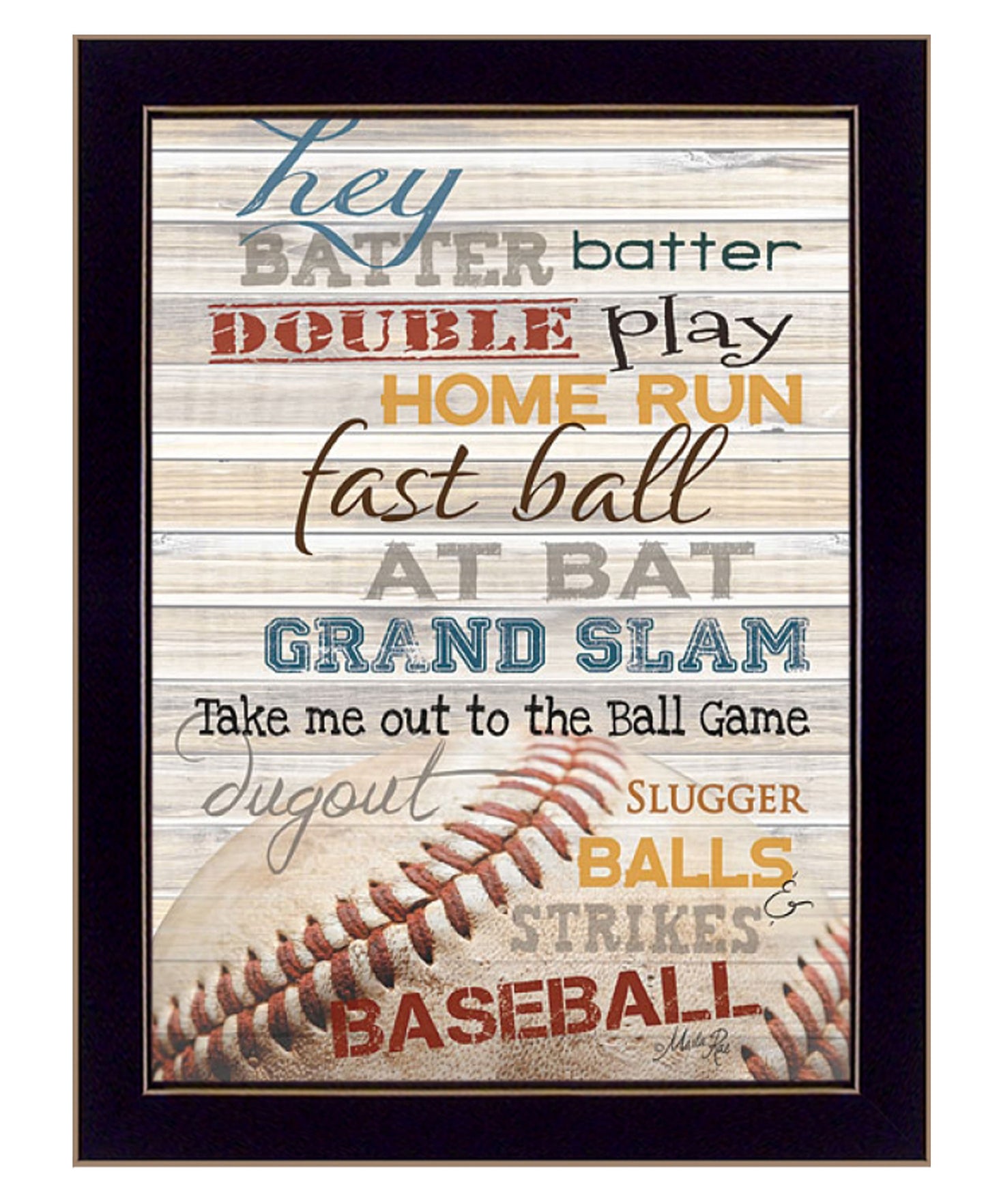 Hey Batter Batter 3 Black Framed Print Wall Art