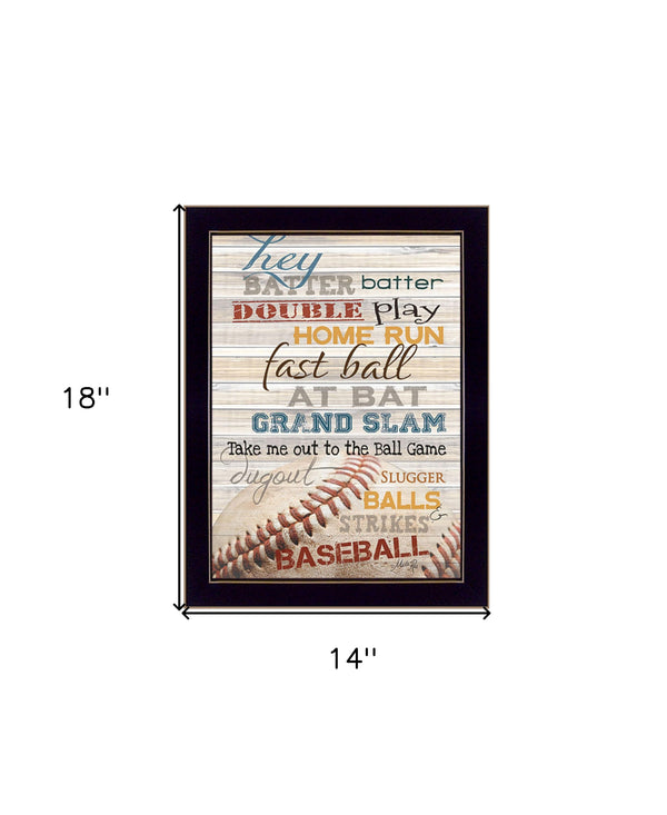 Hey Batter Batter 3 Black Framed Print Wall Art