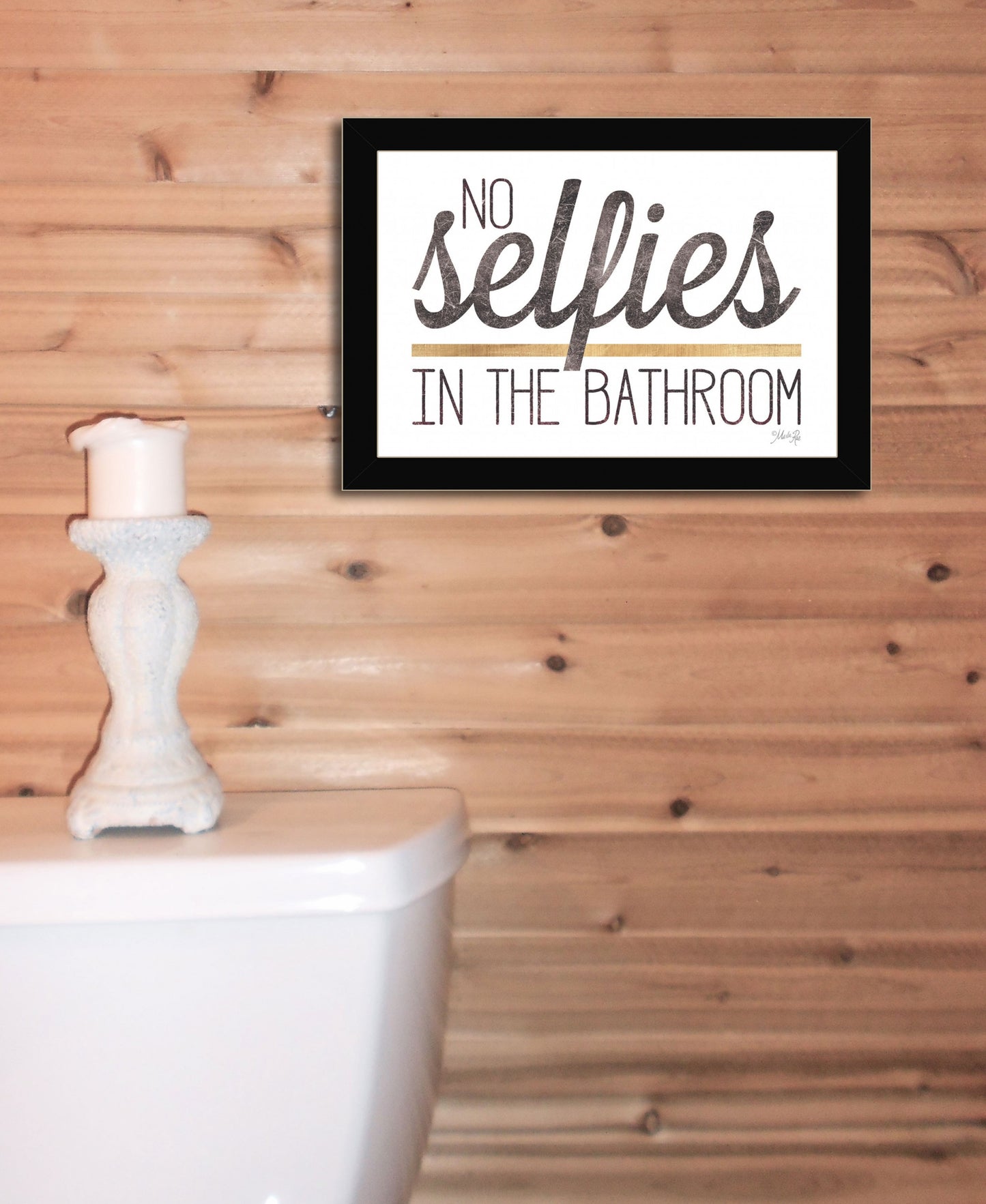 No Selfies in the Bathroom 4 Black Framed Print Bathroom Wall Art