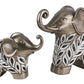 Set of Two 9" Silver Polyresin Elephant Statue