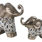 Set of Two 9" Silver Polyresin Elephant Statue