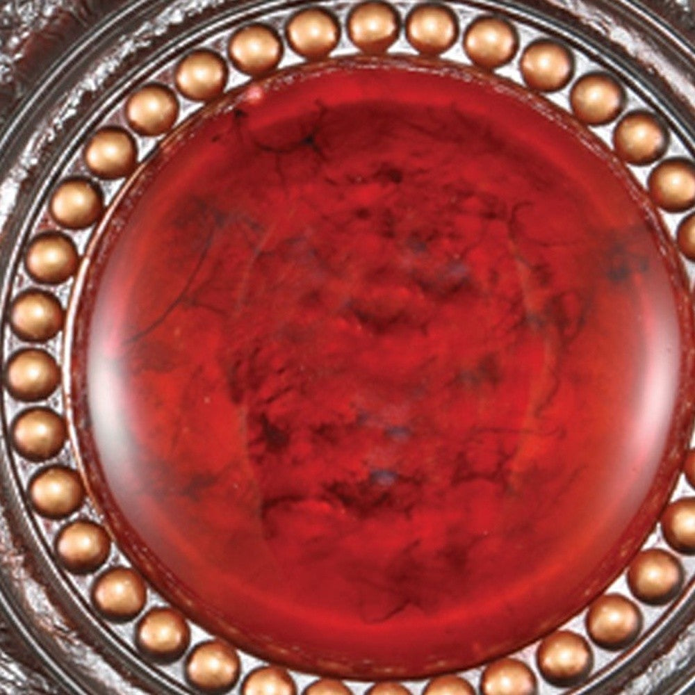 21" Red And Brown Round Polyresin Decorative Plaque