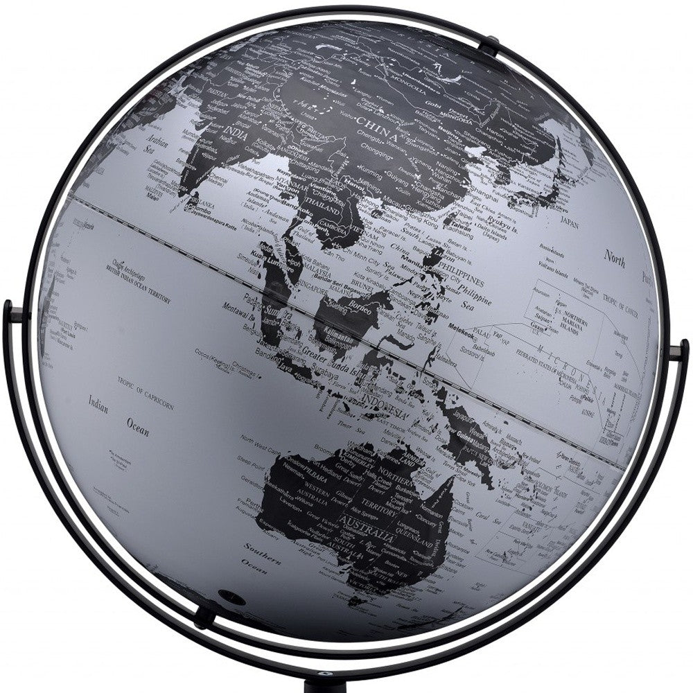 21" Black And Silver Modern Polyresin Globe