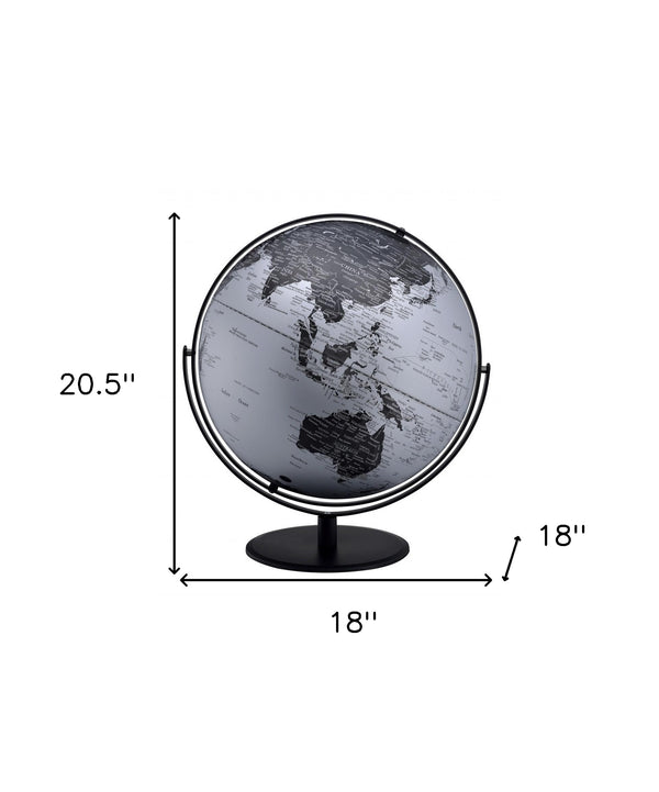 21 Black And Silver Modern Polyresin Globe