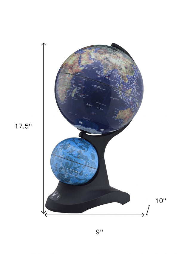 18 Blue Black And Navy Polyresin Dual Globe