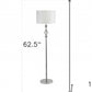 63" Chrome and Crystal Orb Shaped Floor Lamp With White Drum Shade