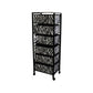 Zebra Black and White Rolling Six Drawer Tower Organizer