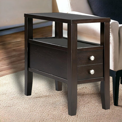 24" Brown End Table With Two Drawers