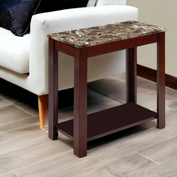 24 Brown End Table With Shelf