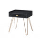 24" Gold And Black End Table With Drawer