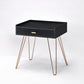 24" Gold And Black End Table With Drawer