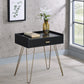 24" Gold And Black End Table With Drawer