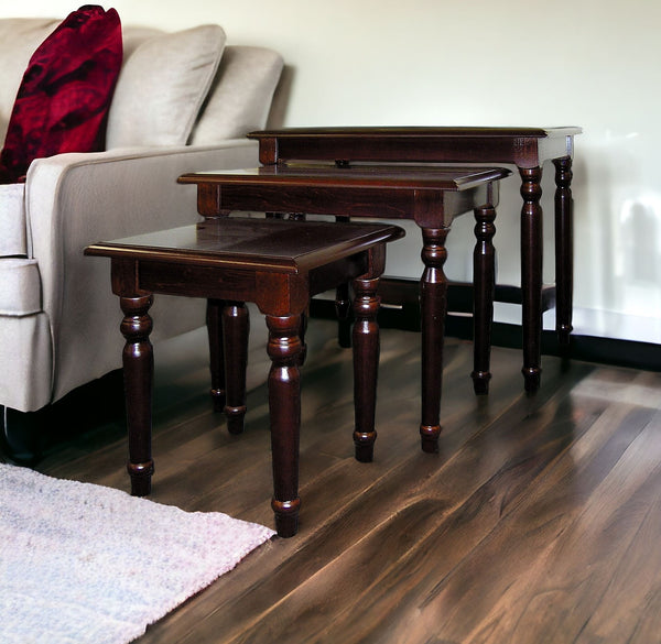 Set of Three 19 Brown Nested Tables