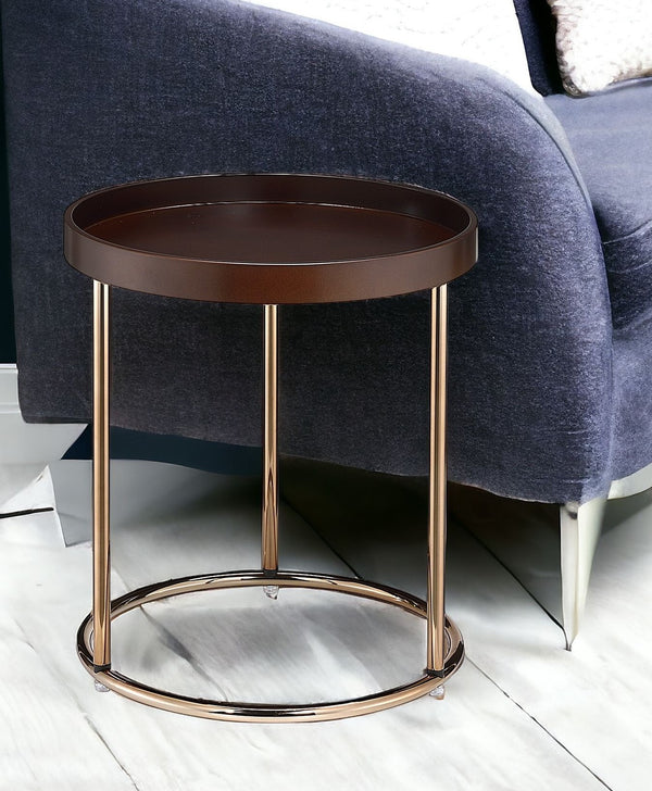 22 Copper And Brown Round End Table