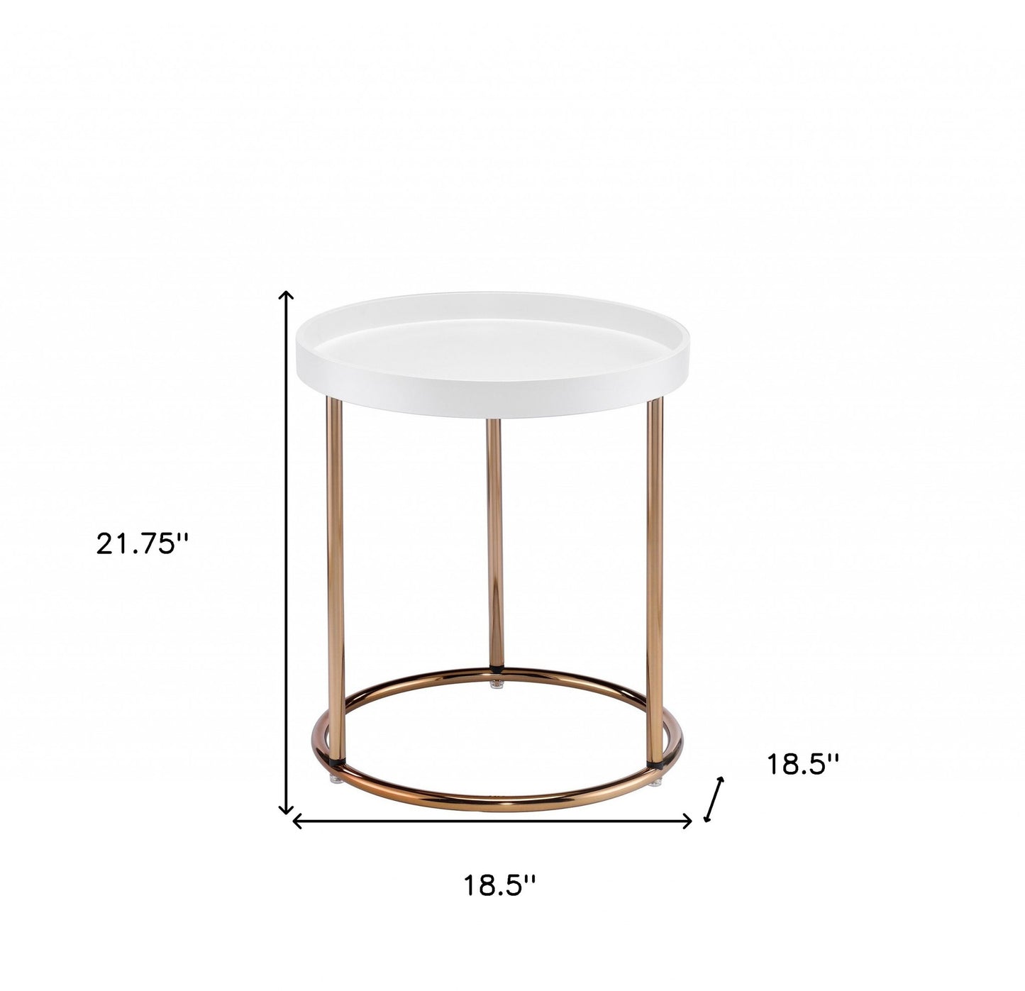 22" Copper And White Round End Table