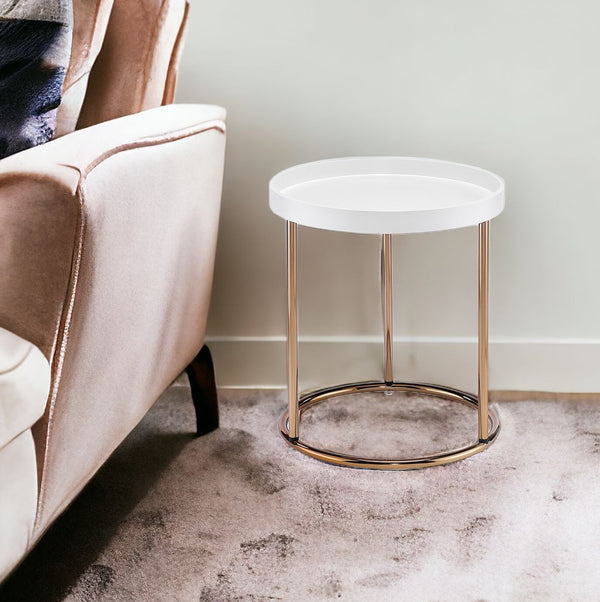 22 Copper And White Round End Table