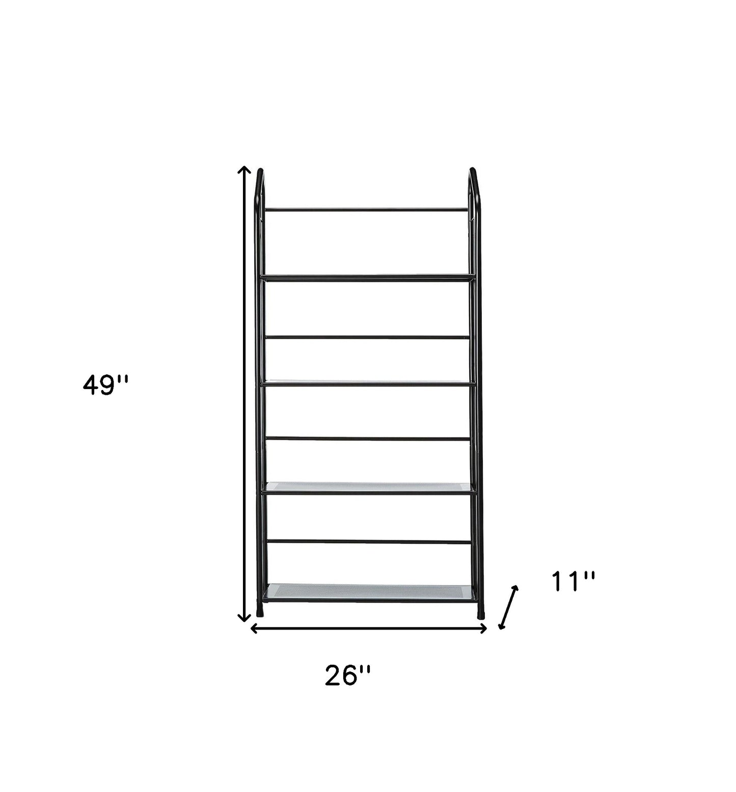 Black Four Shelf Metal Standing Book Shelf