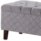 41" Gray and Dark Brown Upholstered Polyester Blend Bench with Flip top