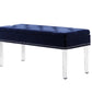 42" Navy Blue Velvet and Clear Acrylic Storage Bench