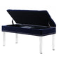 42" Navy Blue Velvet and Clear Acrylic Storage Bench