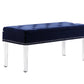 42" Navy Blue Velvet and Clear Acrylic Storage Bench