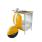 Yellow Wood And Metal Mini Scooter End or Side Table