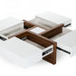 Modern White and Walnut Square Coffee Table with Storage