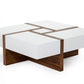 Modern White and Walnut Square Coffee Table with Storage