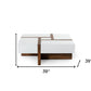 Modern White and Walnut Square Coffee Table with Storage