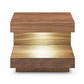 Contemporary LED Lit Walnut Nightstand with One Drawer