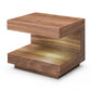 Contemporary LED Lit Walnut Nightstand with One Drawer