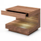 Contemporary LED Lit Walnut Nightstand with One Drawer