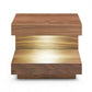 Contemporary LED Lit Walnut Nightstand with One Drawer